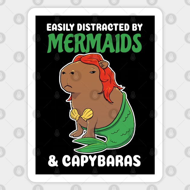 Easily Distracted by Mermaids and Capybaras Cartoon Magnet by capydays